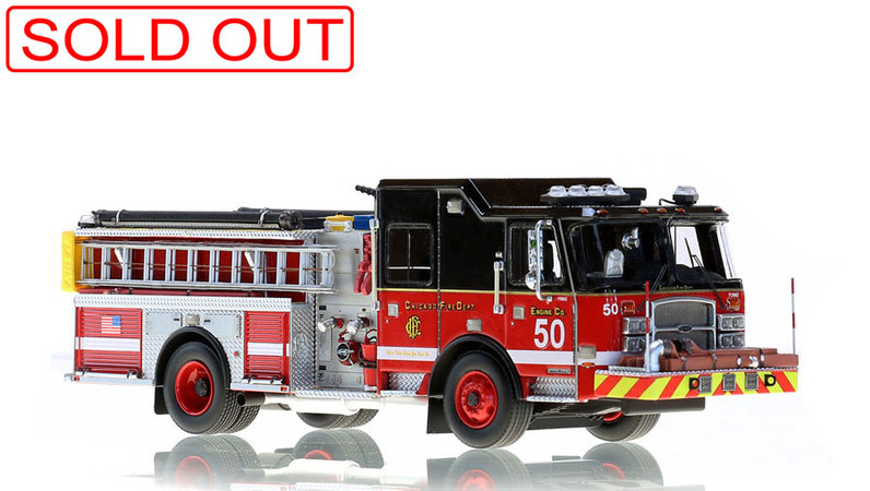 1:50 scale museum grade replica of Chicago Fire Department E-One Engine 50