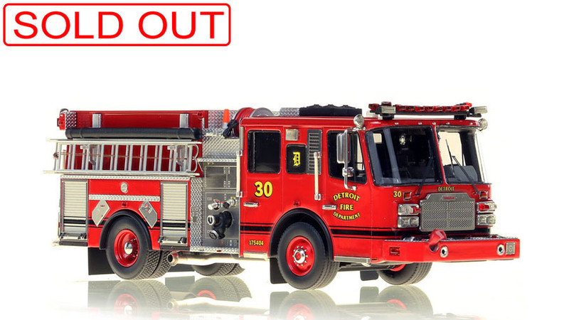 1:50 scale model of Detroit Fire Department Ferrara Engine 30
