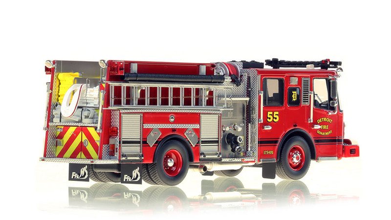 1:50 scale model of Detroit Fire Department Ferrara Engine 55