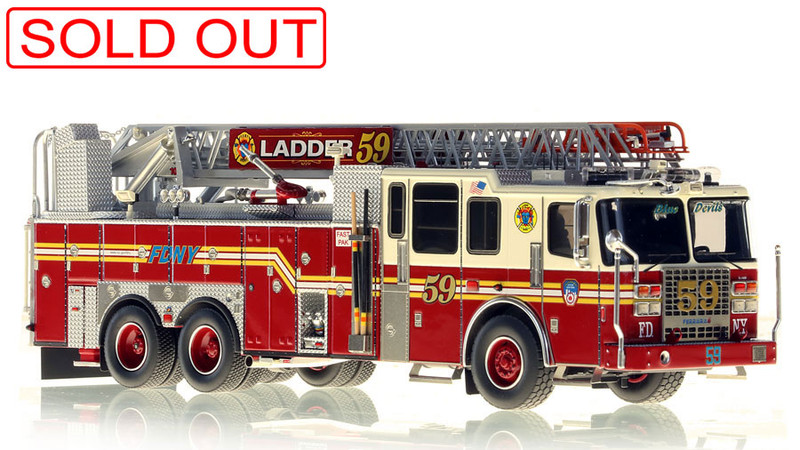 1:50 scale model of FDNY Ladder 59 in the Bronx