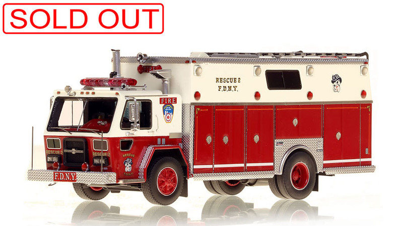 1:50 scale model of FDNY 1982 ALF/Saulsbury Rescue 2 as seen in 1983
