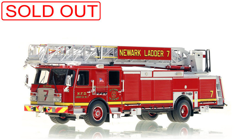 1:50 scale model of Newark Fire Department E-One Ladder 7