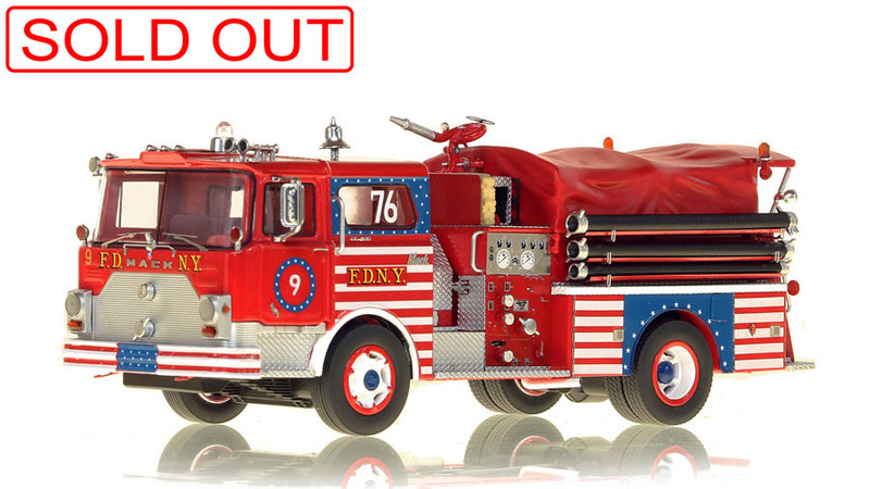 1:50 scale model of FDNY 1970 Mack® CF Pumper - Bicentennial Engine 9