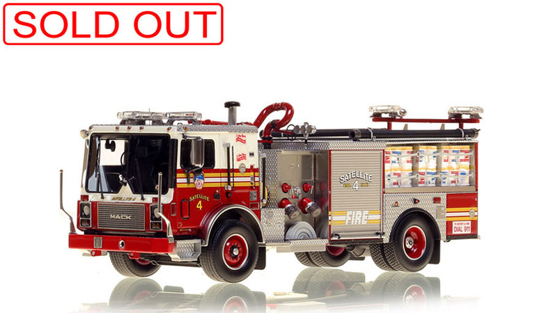 1:50 scale model of FDNY Satellite 4 - 2006 Mack® MR/Ferrara Hose Wagon