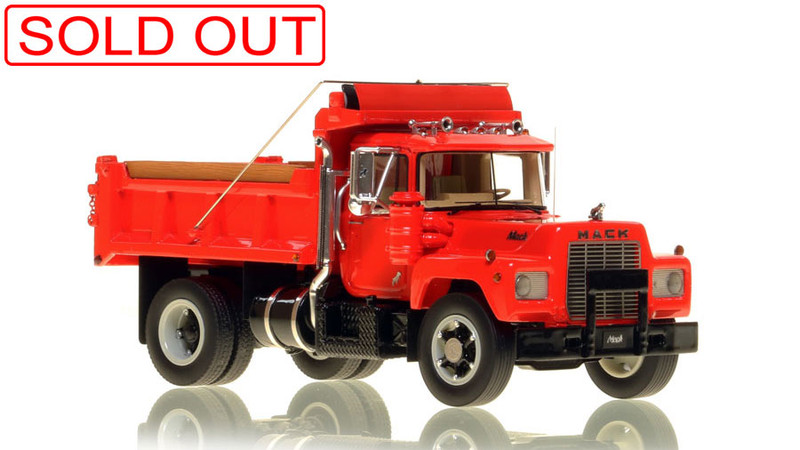 1:50 scale model of Mack® R Single Axle Dump Truck - Red over Black