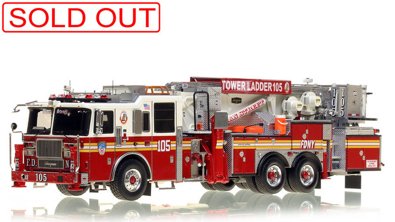 1:50 scale model of Fire Department City of New York Tower Ladder 105 - Brooklyn