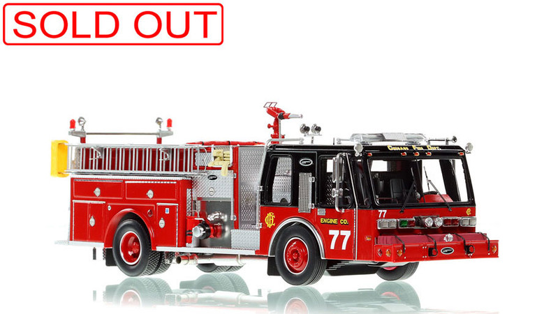 1:50 scale museum grade replica of Chicago Fire Department E-One Hurricane Engine 77