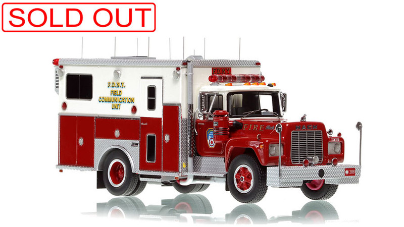 1:50 scale model of FDNY 1985 Mack R/Saulsbury Field Communications