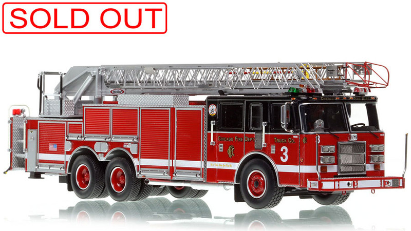 1:50 scale model of Chicago Fire Department 2002 Pierce Dash 100' Aerial - Truck 3