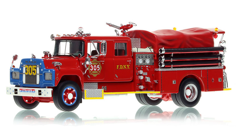 1:50 scale model of FDNY 1969 Mack® R Pumper - Bicentennial Engine 305 - Queens
