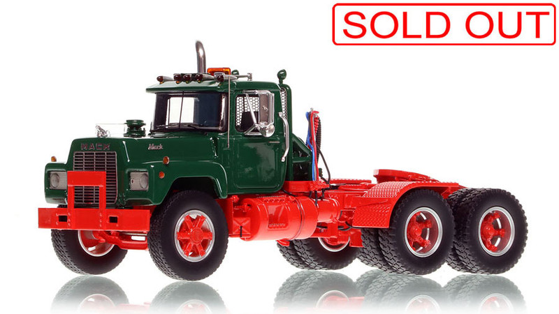1:50 scale model of Mack® R Tandem Axle Tractor - Green over Red