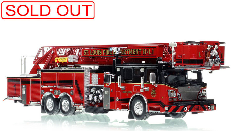 1:50 scale model of St. Louis Fire Department Spartan/Smeal Hook & Ladder 1