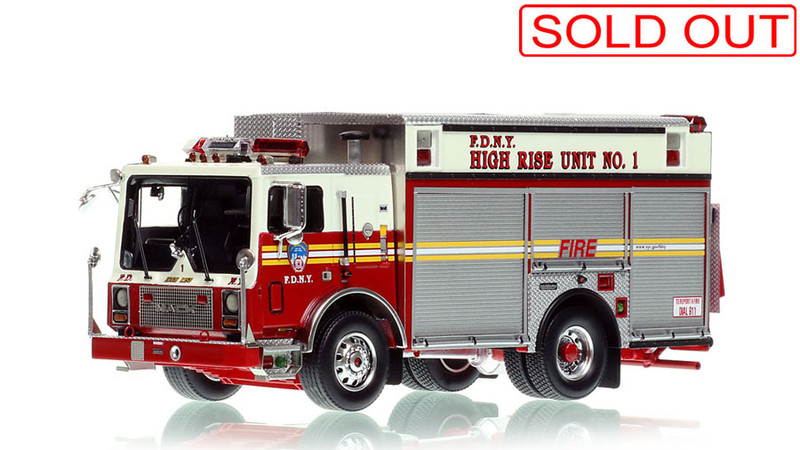 1:50 scale model of FDNY 2002 Mack® MR/Saulsbury High Rise Unit 1 - Manhattan