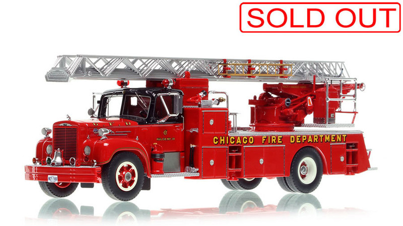 1:50 scale model of Chicago Fire Department 1959 Mack® B85F/Magirus 100' Aerial - Truck Co. 30