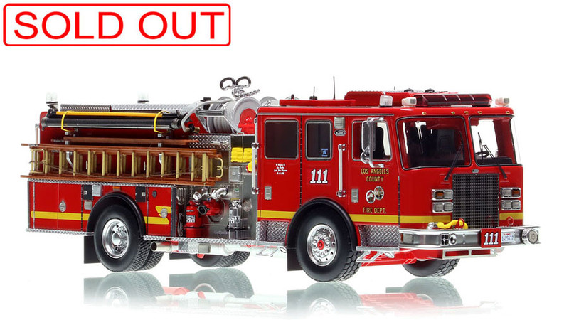 1:50 scale model of Los Angeles County Fire Department 2013 KME Predator Engine 111