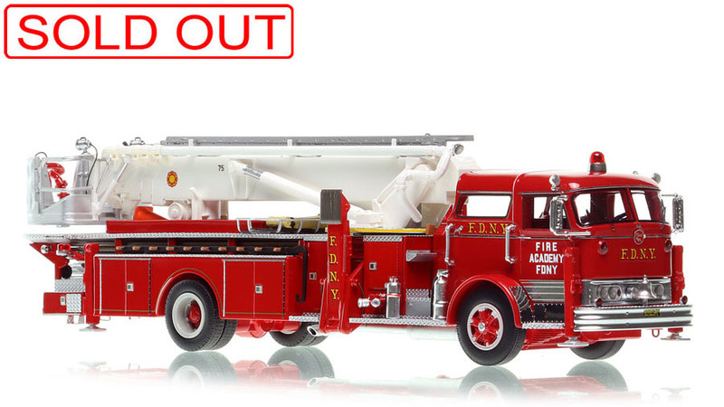 1:50 scale model of FDNY 1966 Mack® C/Eaton 75' Tower Ladder - Fire Academy