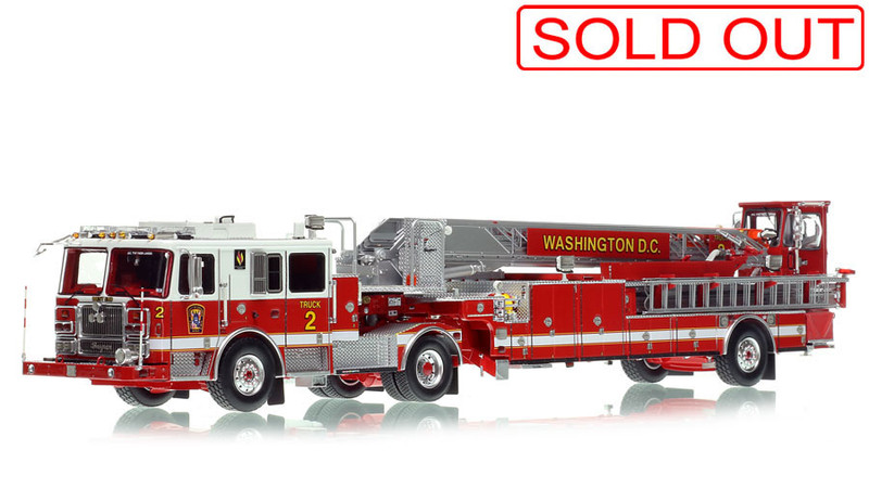 1:50 scale model of D.C. Fire & EMS 2020 Seagrave Capitol 100' TDA - Truck 2 - West End