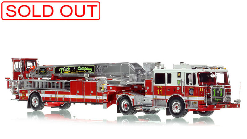 1:50 scale model of D.C. Fire & EMS 2021 Seagrave Capitol 100' TDA - Truck 11 - Shepherd Park