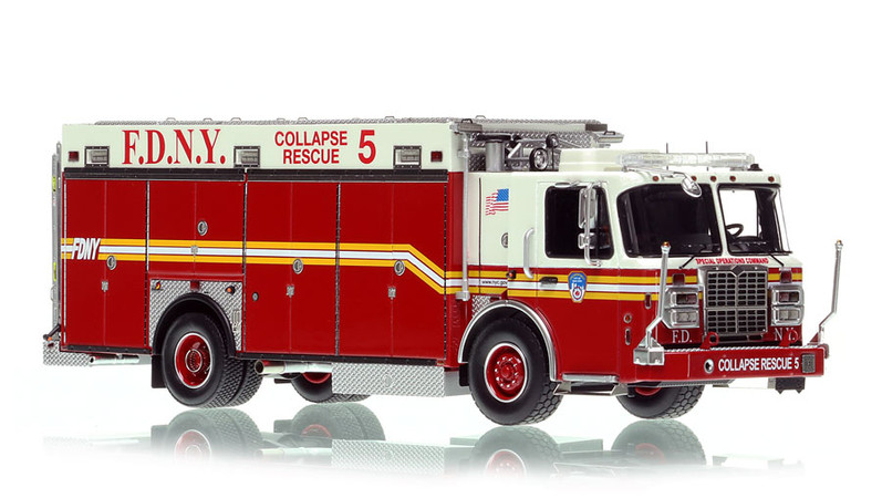 1:50 scale model of FDNY 2009 Spartan/Ferrara Collapse Rescue 5 - Staten Island