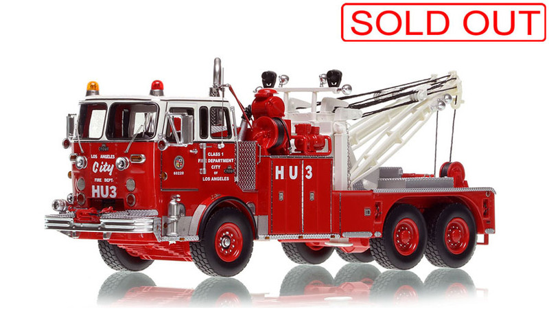 1:50 scale model of City of Los Angeles Fire Department 1967 Crown Firecoach/Holmes 850 Heavy Utility 3