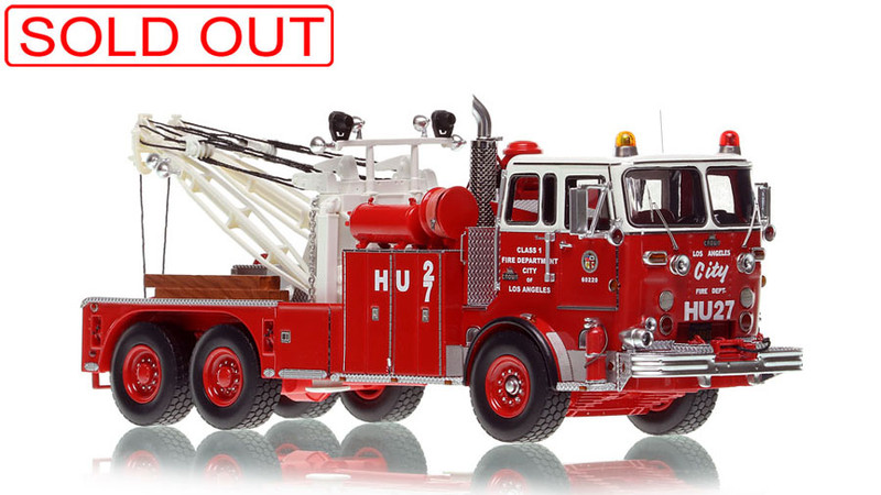 1:50 scale model of City of Los Angeles Fire Department 1967 Crown Firecoach/Holmes 850 Heavy Utility 27
