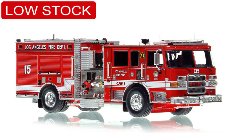 1:50 scale model of City of Los Angeles Fire Department 2019 Pierce Arrow XT Engine 15 - University Village/USC