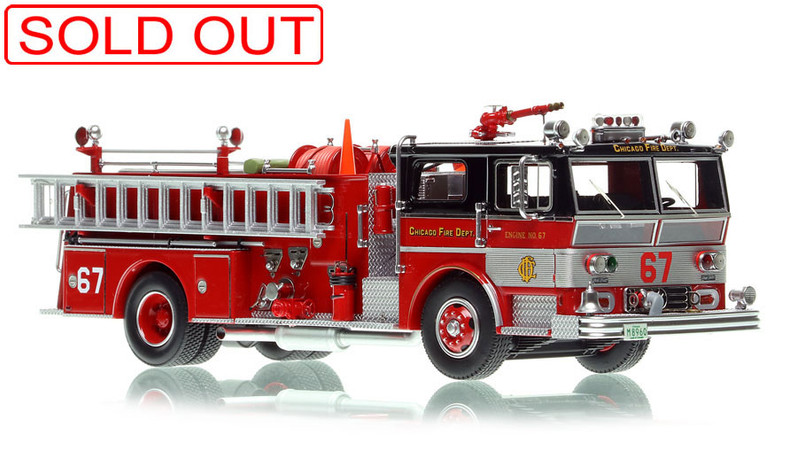 1:50 scale model of Chicago Fire Department 1973 Ward LaFrance Ambassador P80 - Engine Co. 67 - West Side