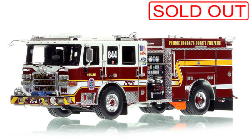 1:50 scale model of Prince George's County Fire Department 2019 Pierce Enforcer Engine 844 - Chillum