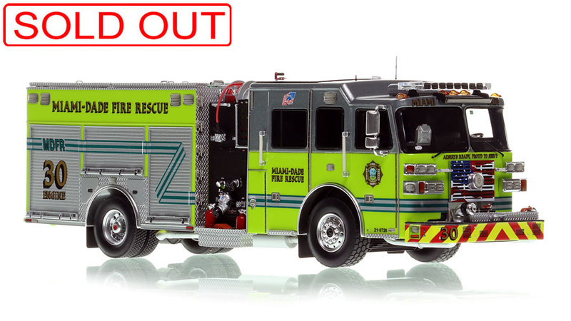 1:50 scale model of Miami-Dade Fire Rescue 2022 Sutphen Monarch Engine 30
