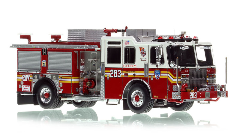 1:50 scale model of FDNY 2015 KME Severe Service Engine 283 - Brooklyn
