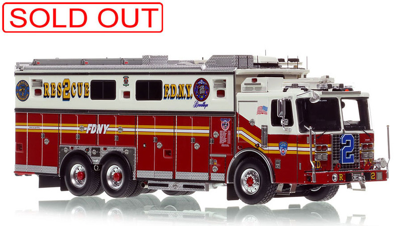 1:50 scale model of FDNY 2019 Ferrara Rescue 2 - Brooklyn