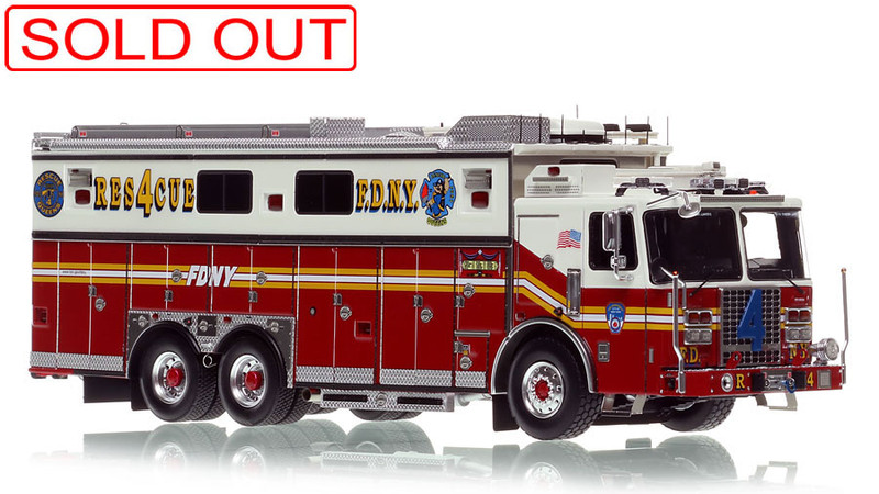 1:50 scale model of FDNY 2019 Ferrara Rescue 4 - Queens