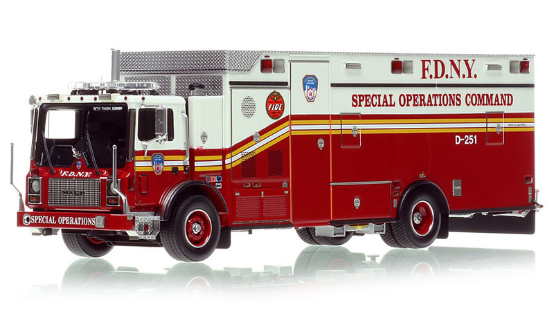 1:50 scale model of 1:50 scale model of 1:50 scale model of FDNY 2006 Mack MR/Ferrara Decontamination Unit 251- Citywide
