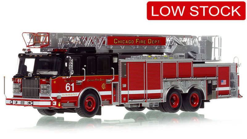 1:50 scale model of Chicago Fire Department 2011 Spartan 103' Rear Mount - Truck 61 - Hegewisch