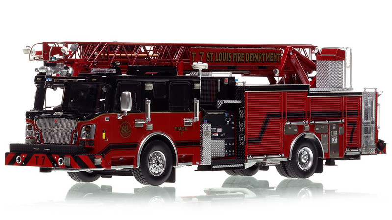 1:50 scale model of St. Louis Fire Department 2020 Spartan/Smeal 75' Truck 7 - The Gate District