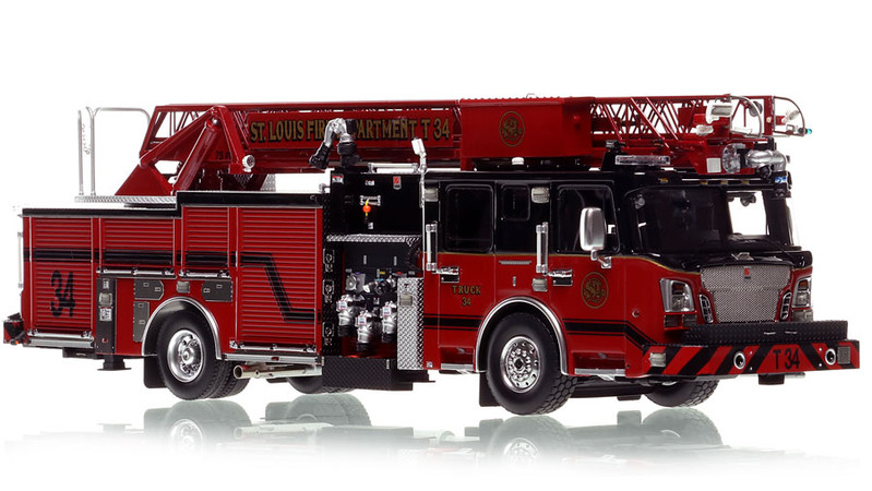 1:50 scale model of St. Louis Fire Department 2020 Spartan/Smeal 75' Truck 34 - Patch
