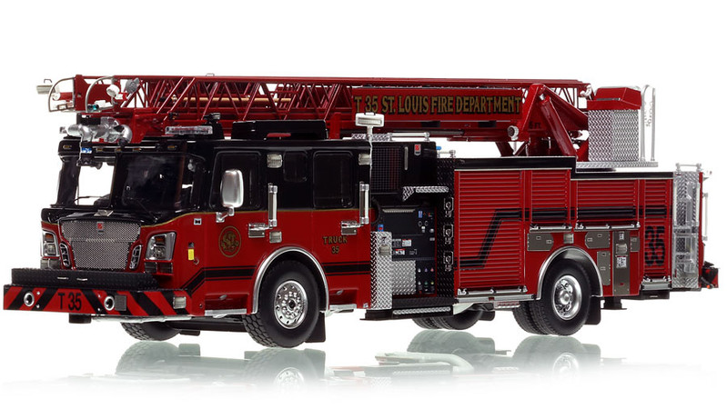 1:50 scale model of St. Louis Fire Department 2020 Spartan/Smeal 75' Truck 35 - Southwest Garden