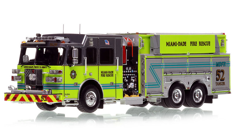 1:50 scale model of Miami-Dade Fire Rescue 2022 Sutphen Pumper Tanker 52 - S. Miami Heights