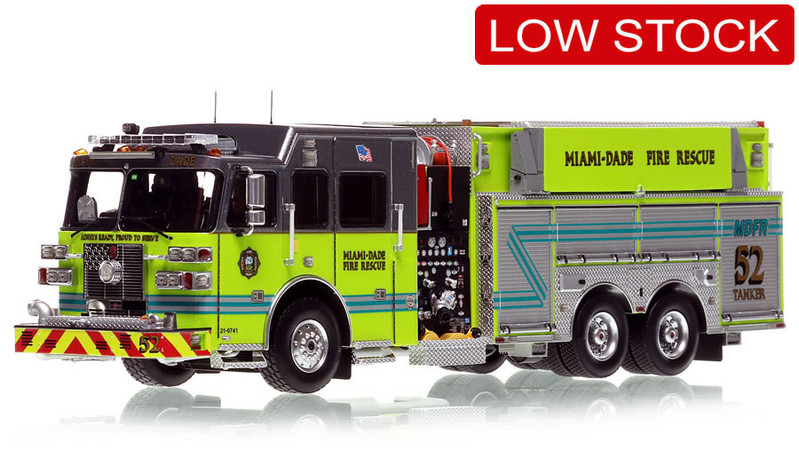 1:50 scale model of Miami-Dade Fire Rescue 2022 Sutphen Pumper Tanker 52 - S. Miami Heights