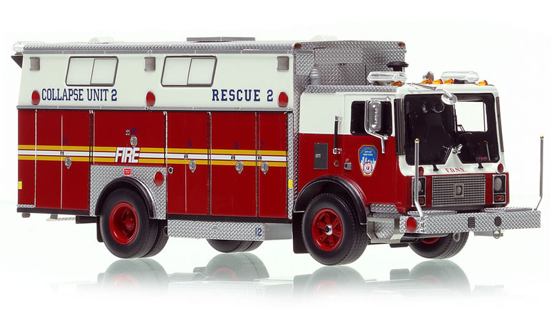 1:50 scale model of FDNY 1991 Mack MC/1982 Saulsbury Collapse Unit 2 - Brooklyn