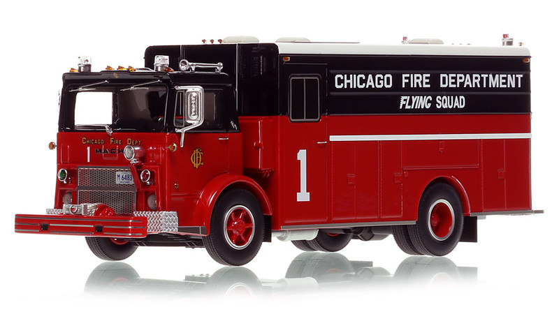 1:50 scale model of Chicago 1970 Mack MB/1972 Platt Flying Manpower Squad 1 - South Side