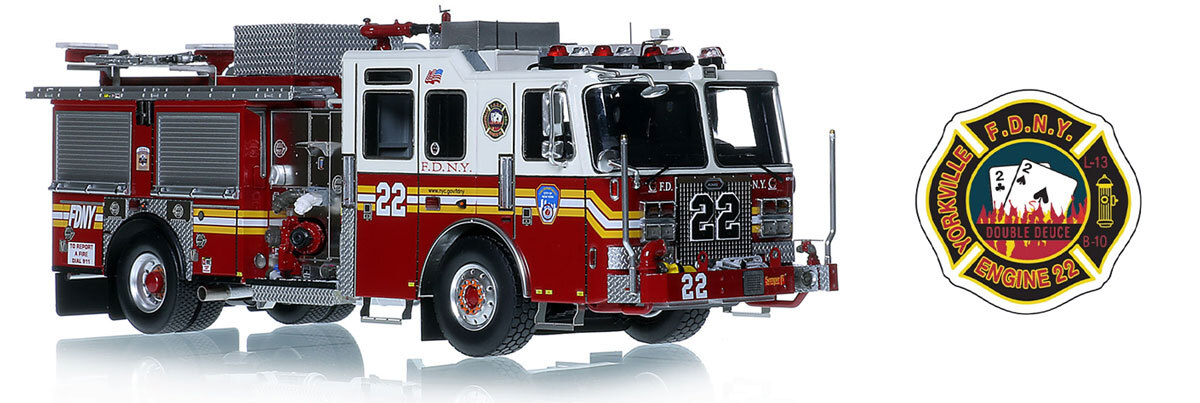1:50 scale model of FDNY 2016 KME Severe Service Engine 22 - Manhattan