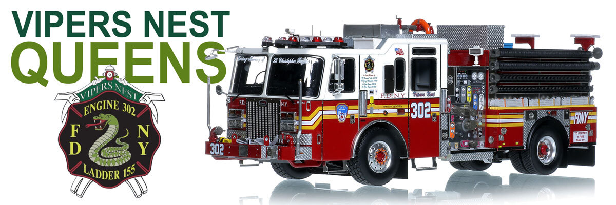 1:50 scale model of  FDNY 2016 KME Severe Service Engine 302 - Queens