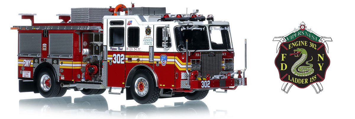 1:50 scale model of  FDNY 2016 KME Severe Service Engine 302 - Queens