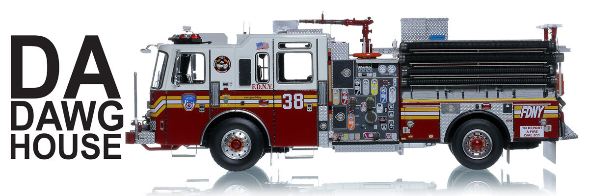 1:50 scale model of FDNY 2016 KME Severe Service Engine 38 - Bronx