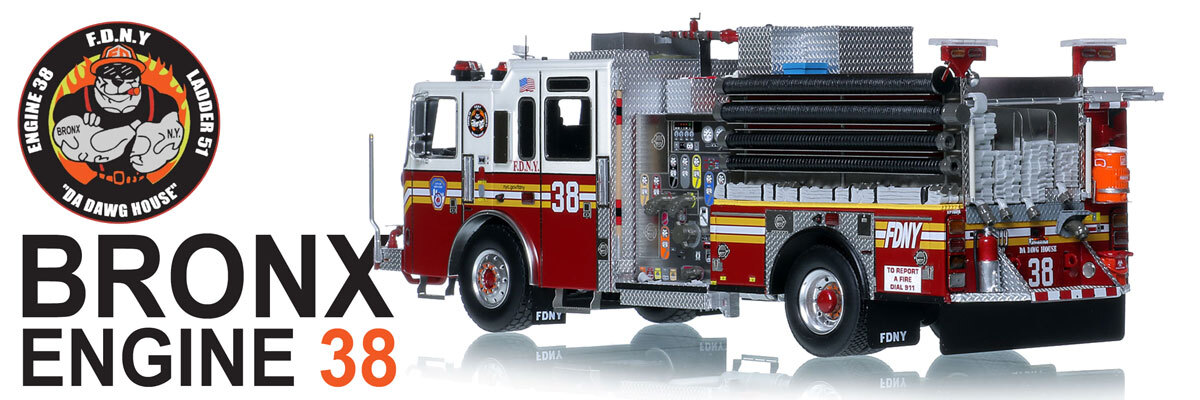 1:50 scale model of FDNY 2016 KME Severe Service Engine 38 - Bronx