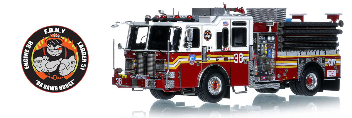 1:50 scale model of FDNY 2016 KME Severe Service Engine 38 - Bronx