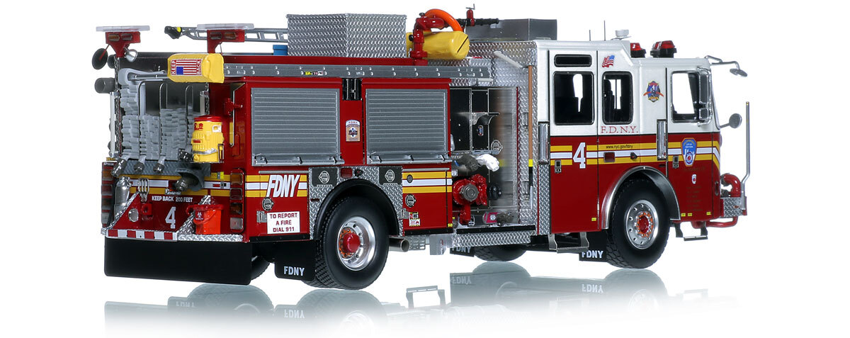 1:50 scale model of FDNY 2015 KME Severe Service Engine 4
