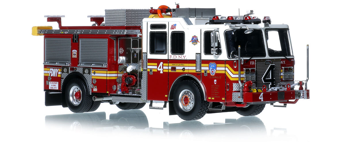 1:50 scale model of FDNY 2015 KME Severe Service Engine 4