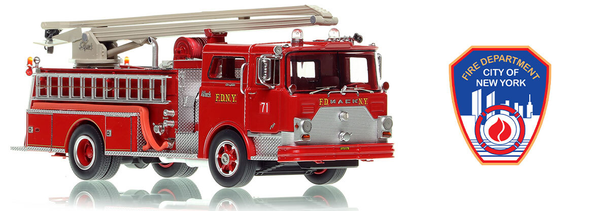 Fire Replicas 1:50 scale model of FDNY 1970 Mack® CF 54' Squrt - Engine 71